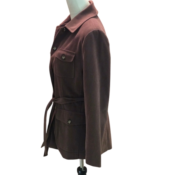 Talbots Trench Coat Jacket Overcoat Brown Belt Retro Detective Stretch Women 6 - Picture 2 of 16